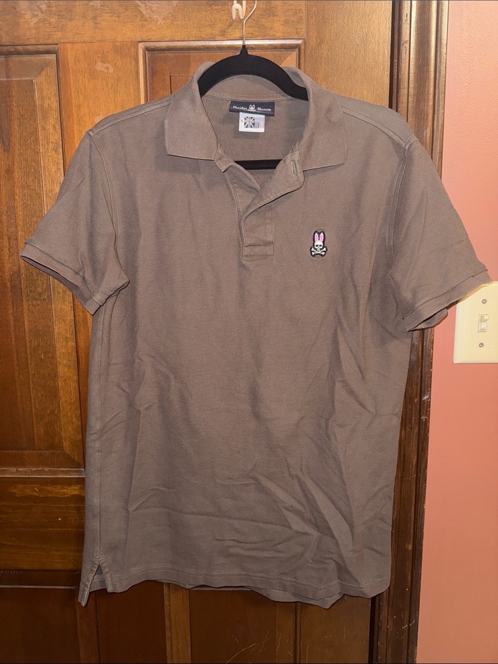 Psycho Bunny Men's Taupe Polo with Signature Bunny Patch